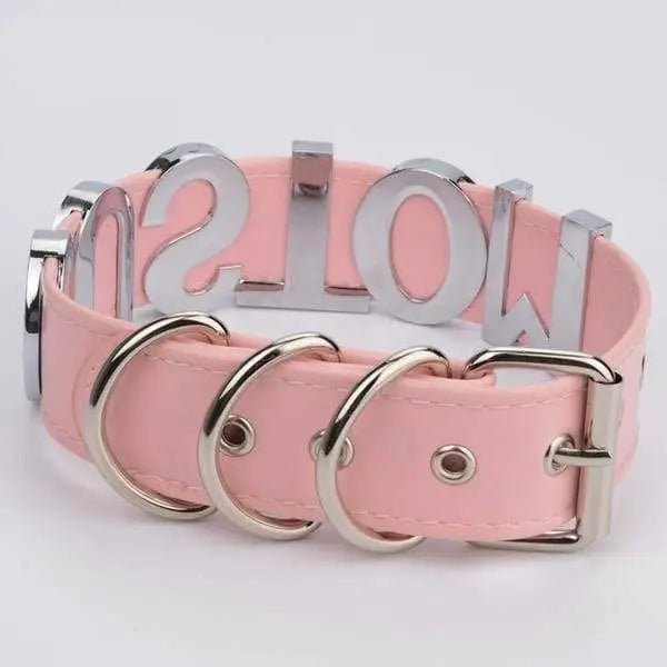 Customizable Vegan Leather Rhinestone Choker Necklace - Cosparty