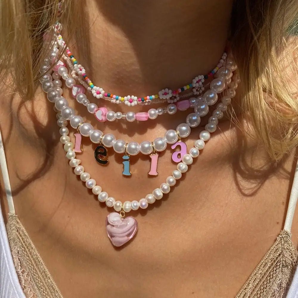 Customizable Y2K Pearl Necklaces for Kawaii Wardrobes Org In Stock - Cosparty