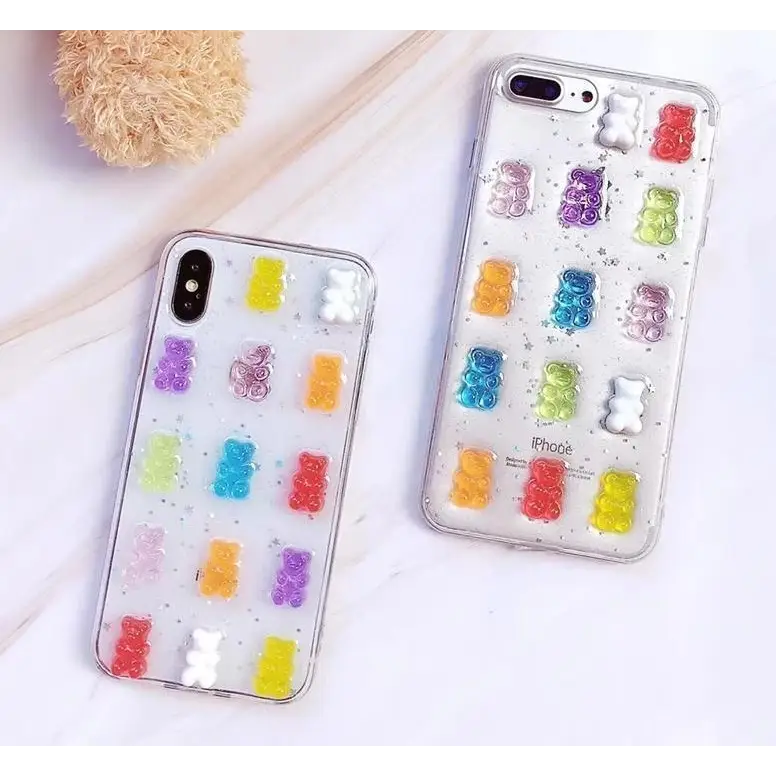 Cute 3D Gummy Bear iPhone Case with Sparkly Rubber Base - Phone Case