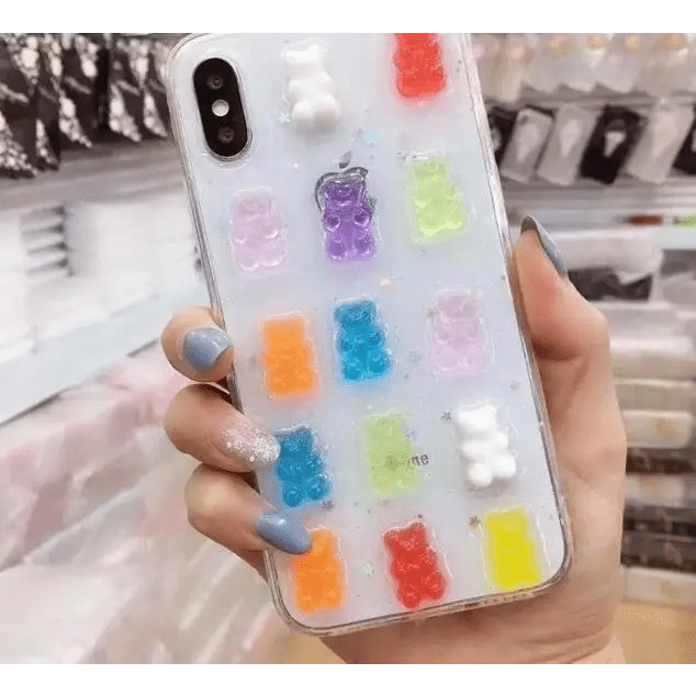 Cute 3D Gummy Bear iPhone Case with Sparkly Rubber Base - Cosparty