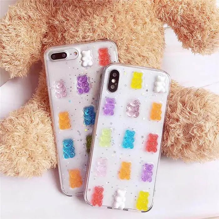 Cute 3D Gummy Bear iPhone Case with Sparkly Rubber Base - Cosparty