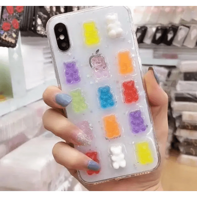 Cute 3D Gummy Bear iPhone Case with Sparkly Rubber Base - Cosparty