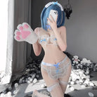 Cute and Kinky Lingerie Set with Ruffles and Blue Ribbons - Cosparty