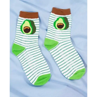 Cute Avocado Socks with Kawaii Face and Striped Design - Socks