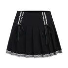 Cute Black Corset Skirt with Lace - Up Sides and Ruffled Hem - Cosparty
