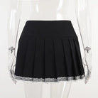 Cute Black Corset Skirt with Lace - Up Sides and Ruffled Hem - Cosparty