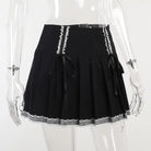 Cute Black Corset Skirt with Lace - Up Sides and Ruffled Hem - Cosparty
