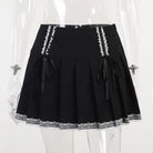 Cute Black Corset Skirt with Lace - Up Sides and Ruffled Hem - Cosparty