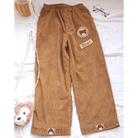 Cute Brown Baby Bear Corduroy Pants for Cottagecore Aesthetic - Cosparty