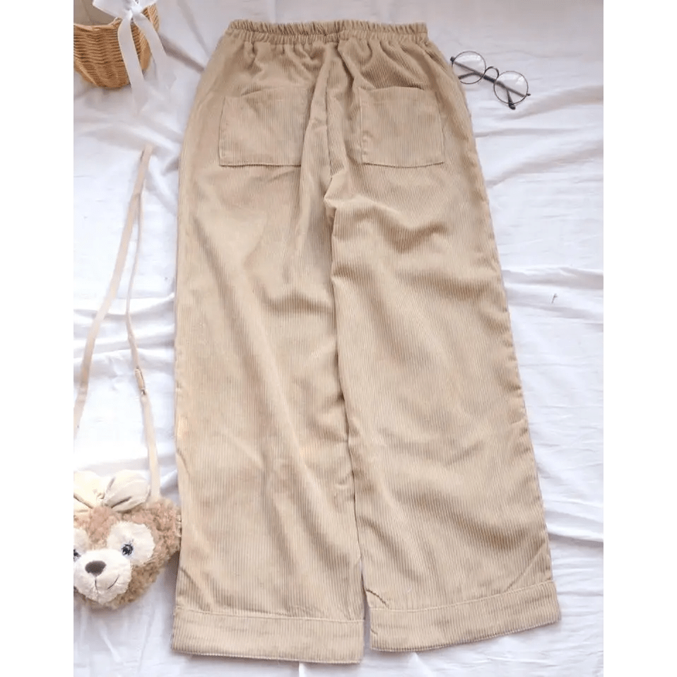 Cute Brown Baby Bear Corduroy Pants for Cottagecore Aesthetic - Cosparty