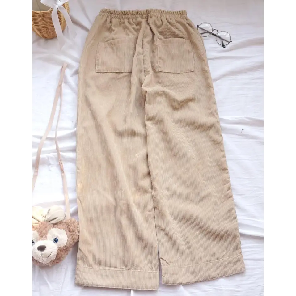 Cute Brown Baby Bear Corduroy Pants for Cottagecore Aesthetic - pants