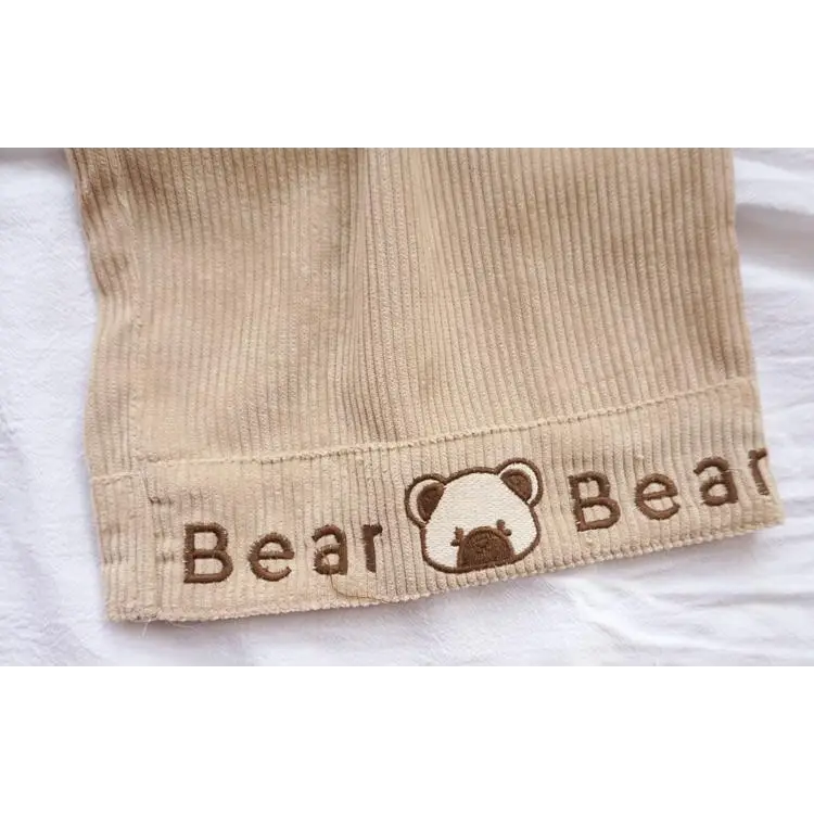 Cute Brown Baby Bear Corduroy Pants for Cottagecore Aesthetic - pants