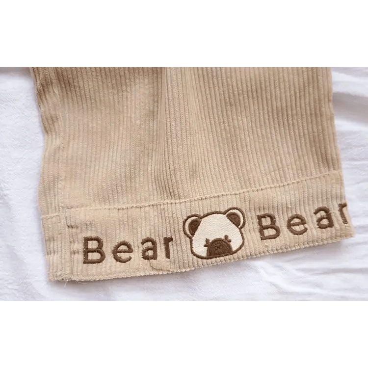 Cute Brown Baby Bear Corduroy Pants for Cottagecore Aesthetic - Cosparty