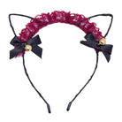 Cute Cat Ear Headband with Gold Bells and Lace Embellishments - Cosparty