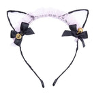 Cute Cat Ear Headband with Gold Bells and Lace Embellishments - Cosparty