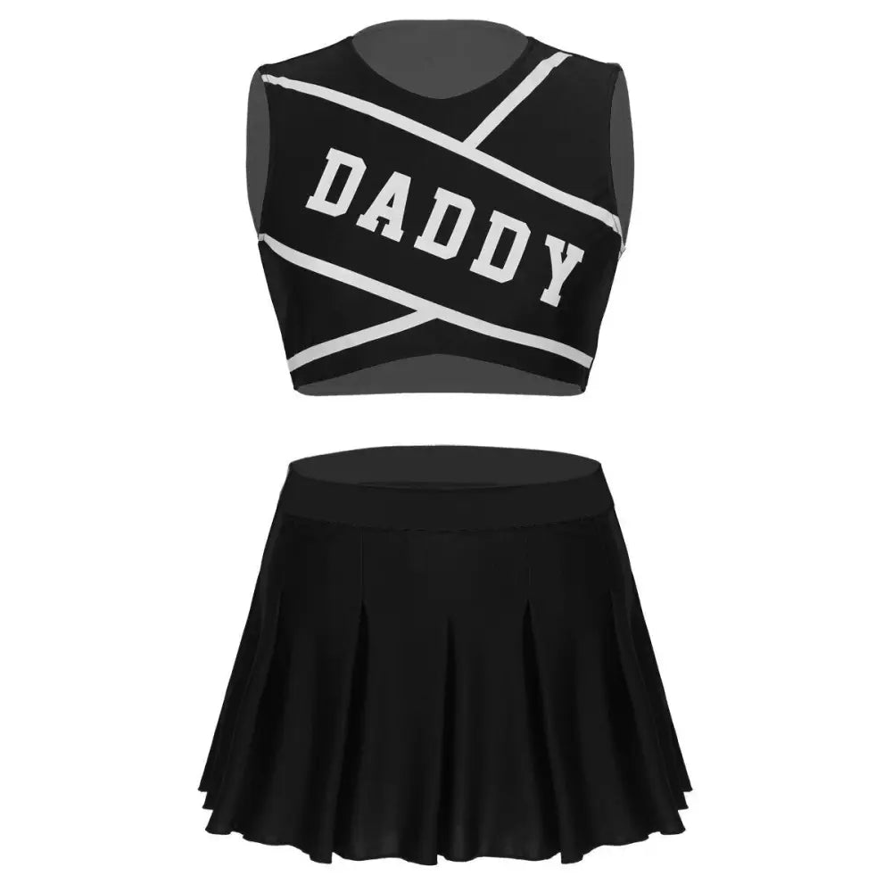 Cute Cheerleader Outfit with Belly Shirt and Matching Skirt - costume