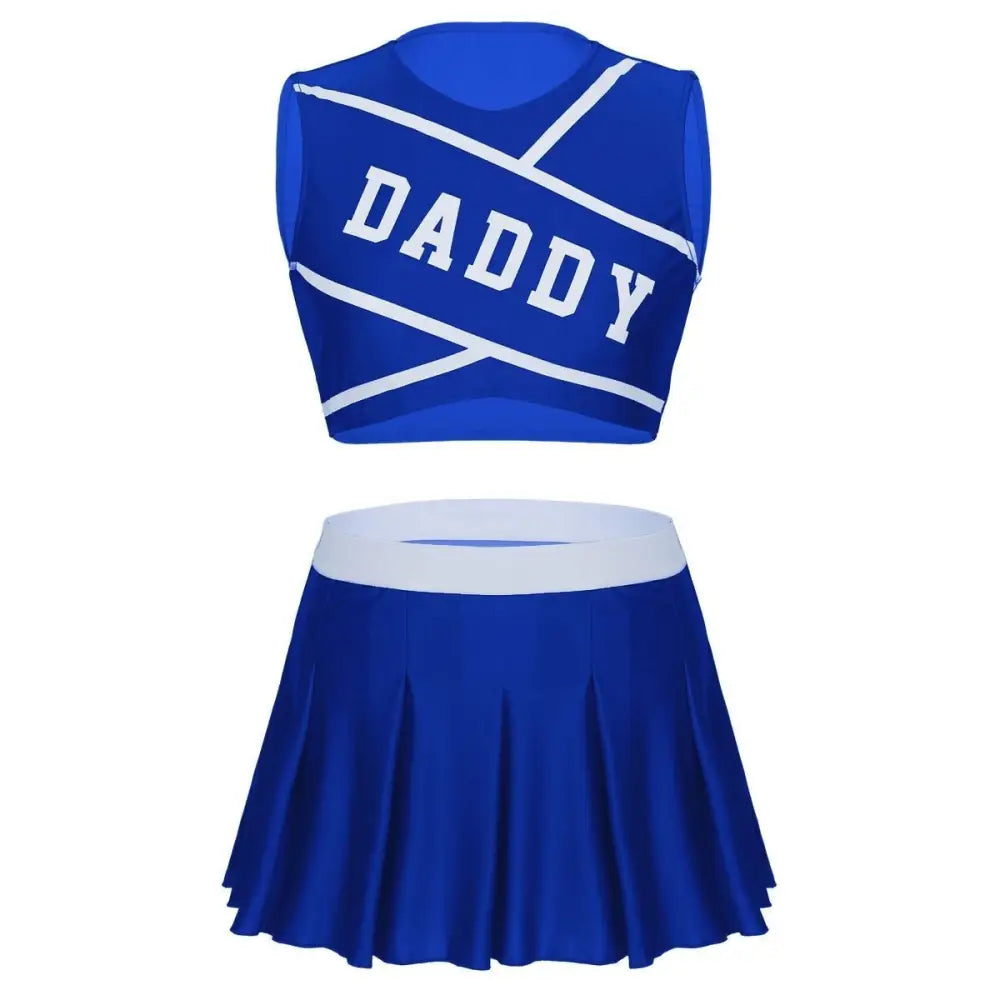 Cute Cheerleader Outfit with Belly Shirt and Matching Skirt - costume