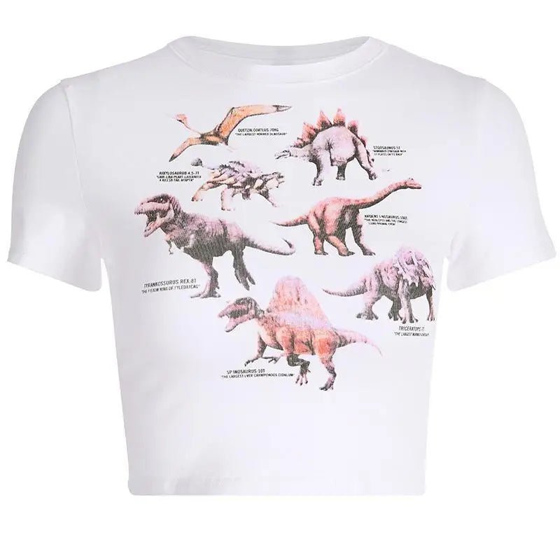 Cute Dino Diagram Infographic Crop Top for Kids Org Instock - Cosparty