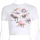 Cute Dino Diagram Infographic Crop Top for Kids Org Instock - Cosparty