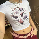 Cute Dino Diagram Infographic Crop Top for Kids Org Instock - Cosparty
