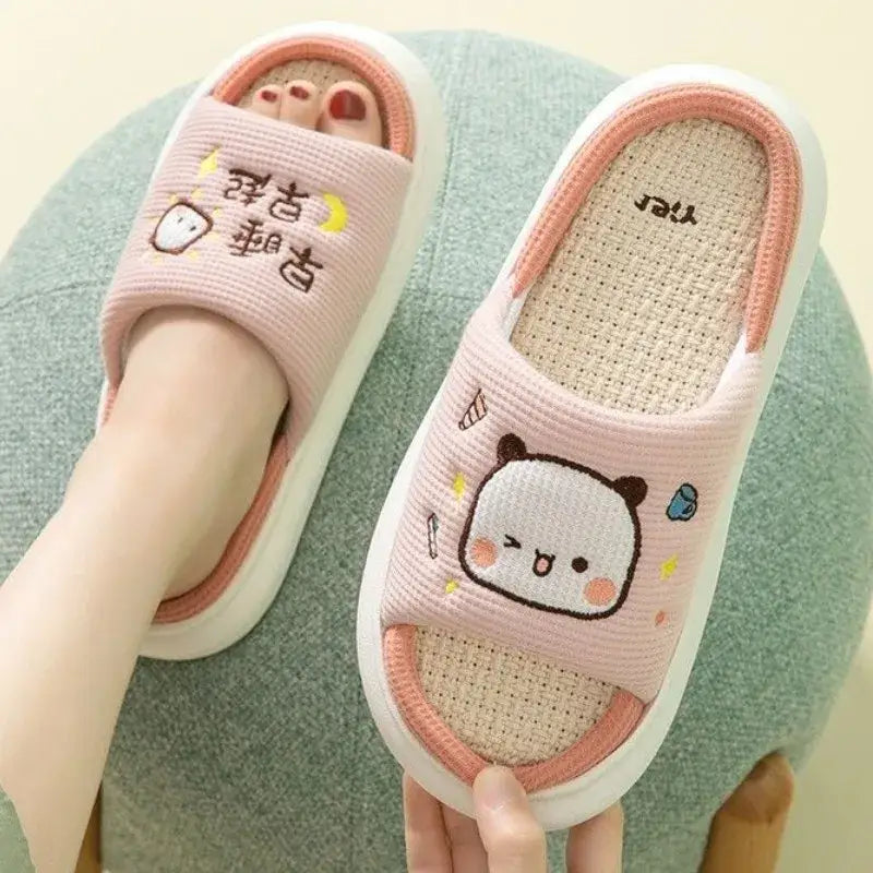 Cute Dudu and Bubu Peach & Goma Slippers for Cozy Comfort