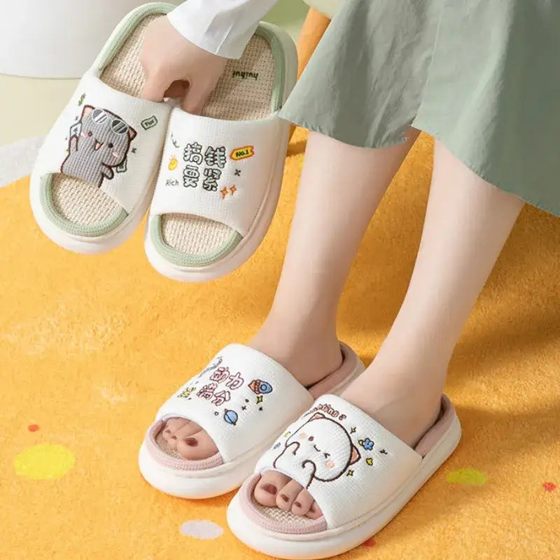 Cute Dudu and Bubu Peach & Goma Slippers for Cozy Comfort