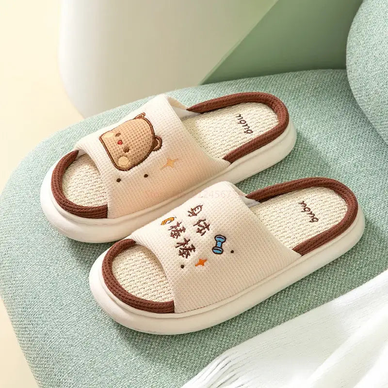 Cute Dudu and Bubu Peach & Goma Slippers for Cozy Comfort