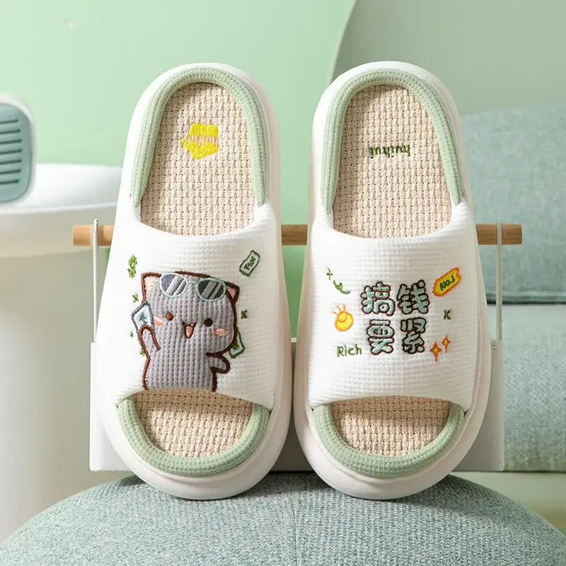 Cute Dudu and Bubu / Peach and Goma Slippers.