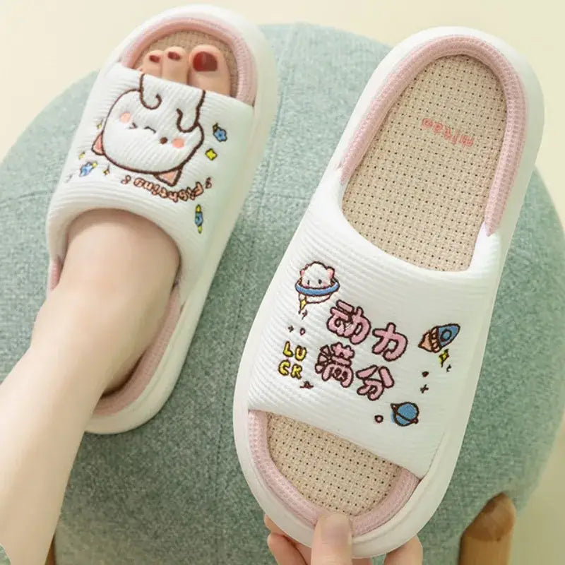 Cute Dudu and Bubu Peach & Goma Slippers for Cozy Comfort