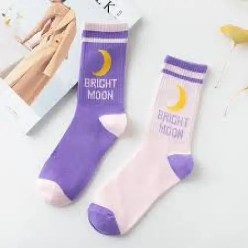 Cute Fairy Kei Moon Socks for Magical Girl Anime Aesthetic - Socks