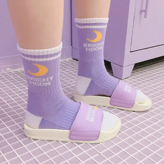 Cute Fairy Kei Moon Socks for Magical Girl Anime Aesthetic - Socks