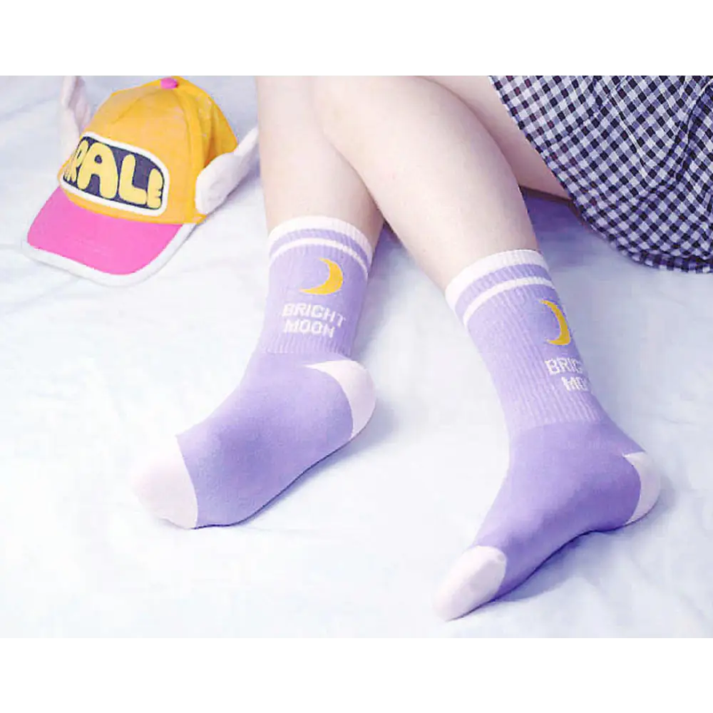 Cute Fairy Kei Moon Socks for Magical Girl Anime Aesthetic - Socks