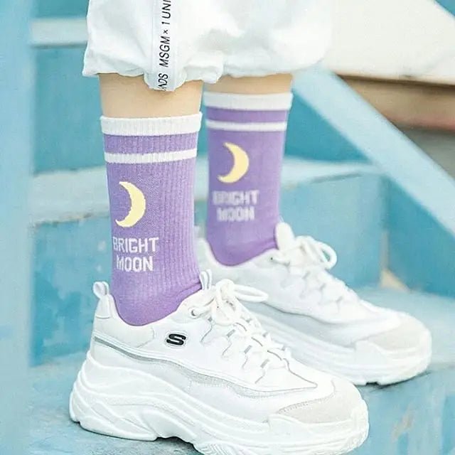 Cute Fairy Kei Moon Socks for Magical Girl Anime Aesthetic - Cosparty