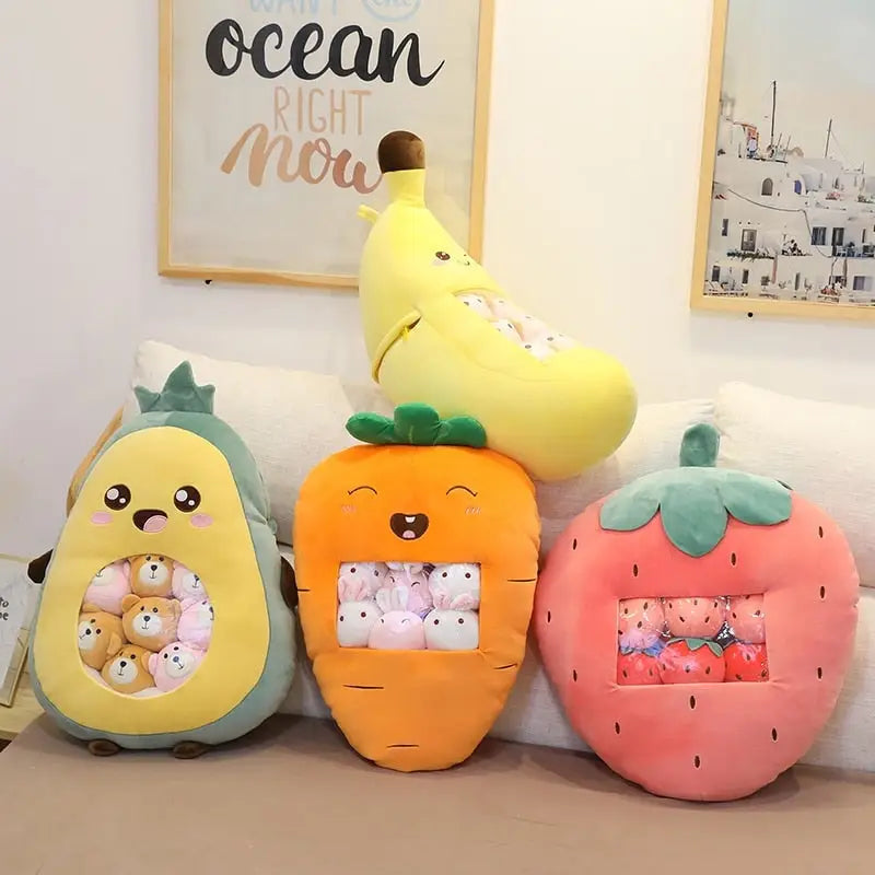 Cute Fruit and Animal Plush Bags for Stuffed Animals - stuffed animal