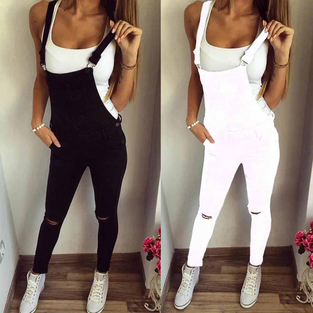 Cute Full Length Overalls in White or Black - pants