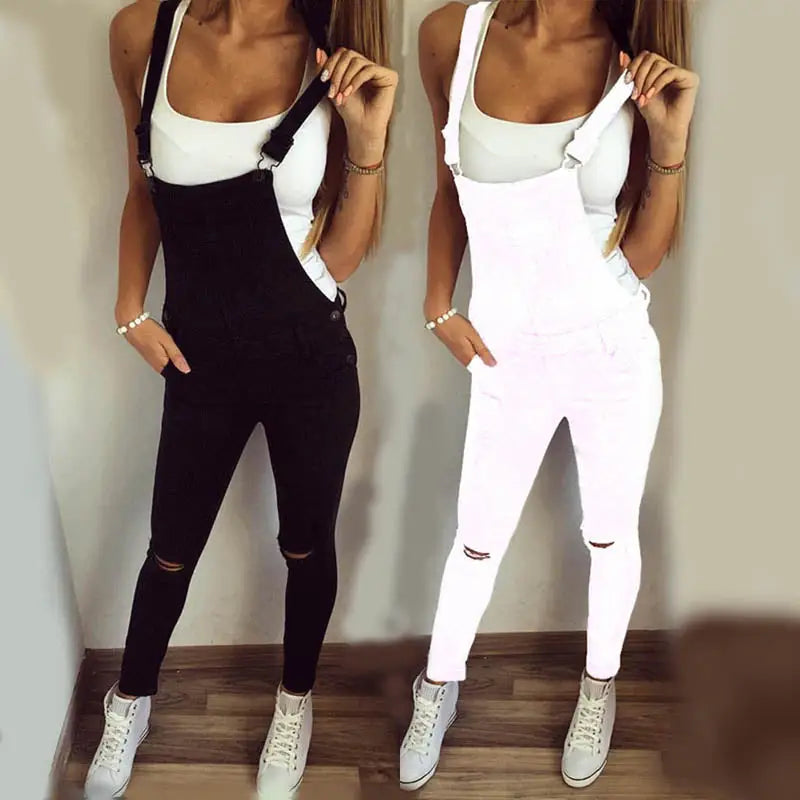 Cute Full Length Overalls in White or Black - pants