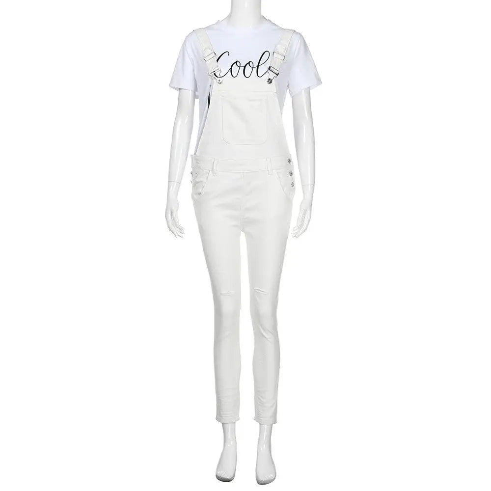 Cute Full Length Overalls in White or Black - Cosparty