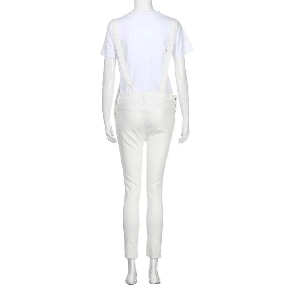 Cute Full Length Overalls in White or Black - Cosparty