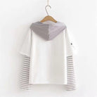 Cute Grey Baby Hoodie with Striped Layered Sleeves - Cosparty