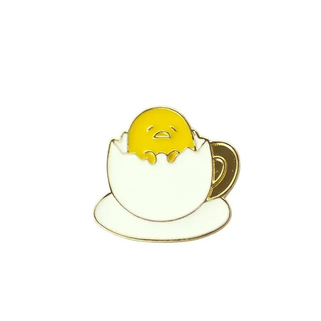 lazy gudetama egg enamel pin lapel brooch happy yellow egg yolk kawaii harajuku japan fashion accessories by Cosparty