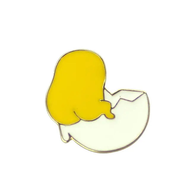 lazy gudetama egg enamel pin lapel brooch happy yellow egg yolk kawaii harajuku japan fashion accessories by Cosparty