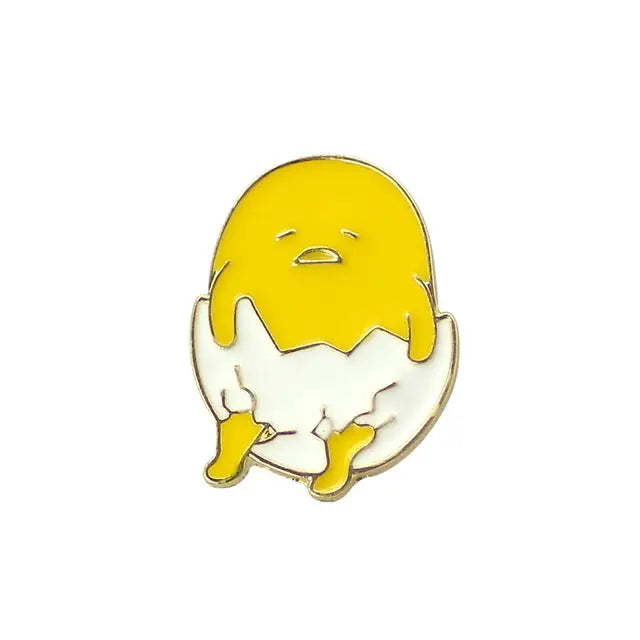 lazy gudetama egg enamel pin lapel brooch happy yellow egg yolk kawaii harajuku japan fashion accessories by Cosparty