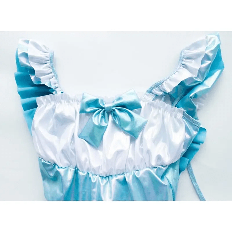 Cute Holographic Blue Maid Adult Jumpsuit for Everyday Wear - Cosparty