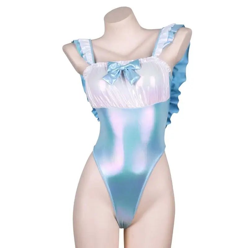 Cute Holographic Blue Maid Adult Jumpsuit for Everyday Wear - Cosparty