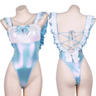 Cute Holographic Blue Maid Adult Jumpsuit for Everyday Wear - Cosparty