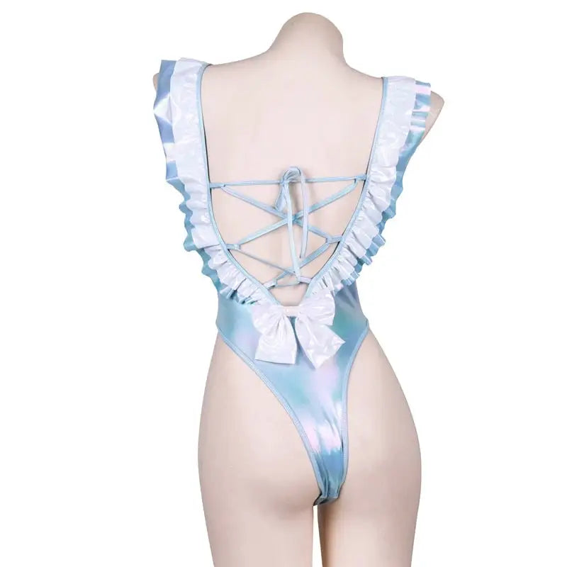 Cute Holographic Blue Maid Adult Jumpsuit for Everyday Wear - Jumpsuits & Rompers