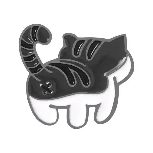 Cute Kitten Booty Enamel Pins for Neko Lovers - Black - pin