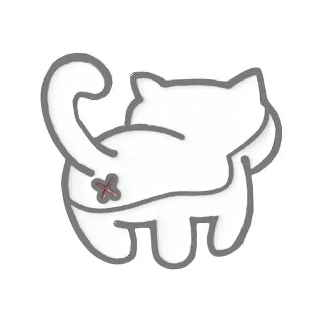 Cute Kitten Booty Enamel Pins for Neko Lovers - White - pin