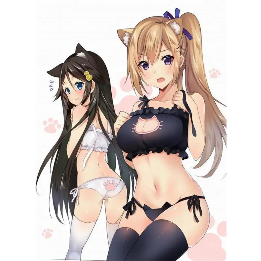 Cute Neko Cat Inspired Lingerie Set with Bikini Bottoms and Accessories - underwear