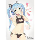 Cute Neko Cat Inspired Lingerie Set with Bikini Bottoms and Accessories - underwear